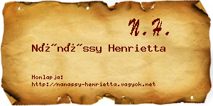 Nánássy Henrietta névjegykártya