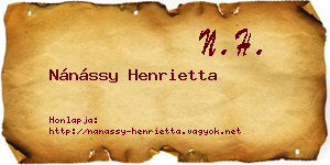 Nánássy Henrietta névjegykártya